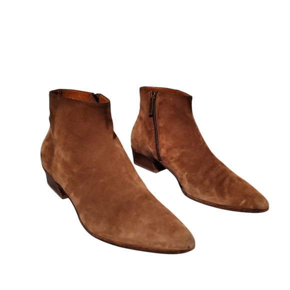 Aquatalia Brown Leather Zip-Up Ankle Booties Boots Women's Size 8, Made In Italy - Picture 3 of 13